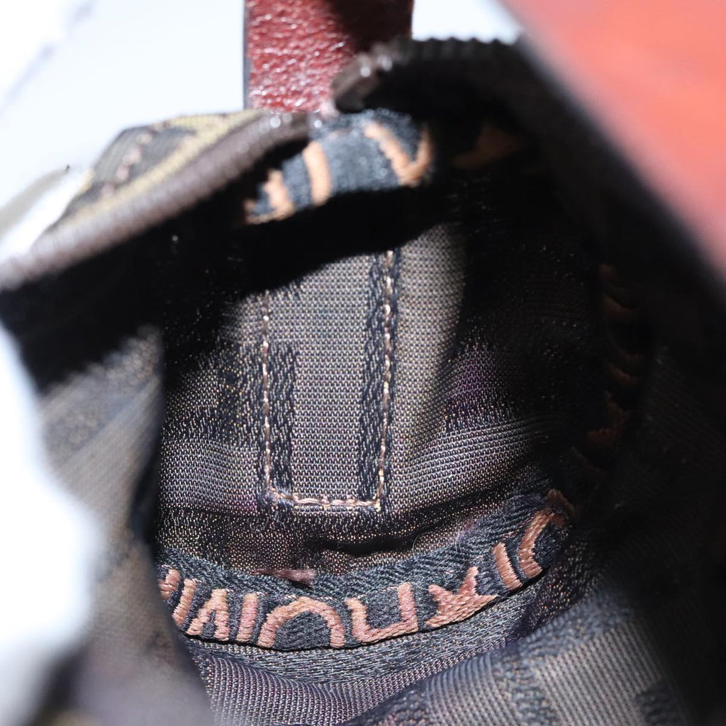 FENDI Zucca Canvas Hand Bag Brown Black yk16671