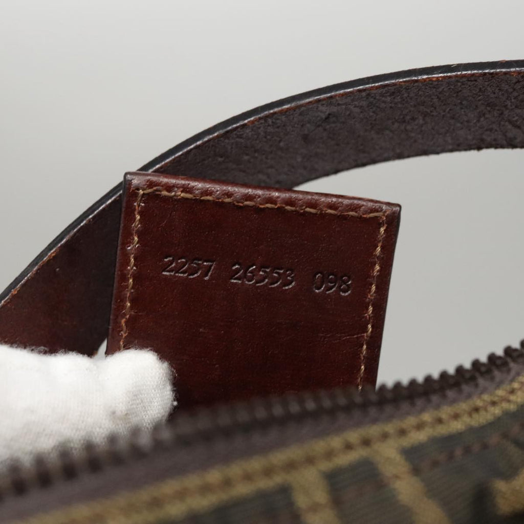 FENDI Zucca Canvas Hand Bag Brown Black yk16671