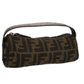 FENDI Zucca Canvas Hand Bag Brown Black yk16671