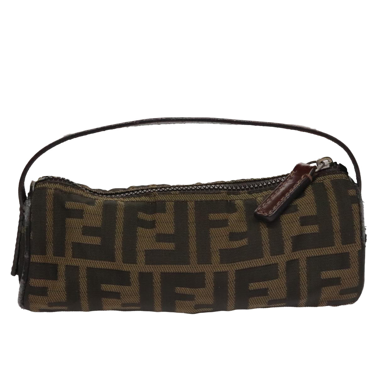 FENDI Zucca Canvas Hand Bag Brown Black yk16671