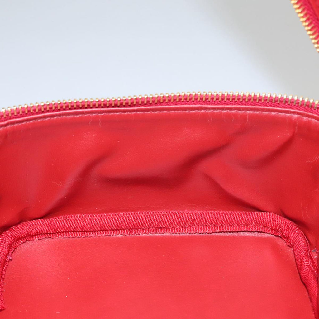 CHANEL Vanity COCO Mark Cosmetic Pouch Caviar Skin Red Gold CC yk16676A