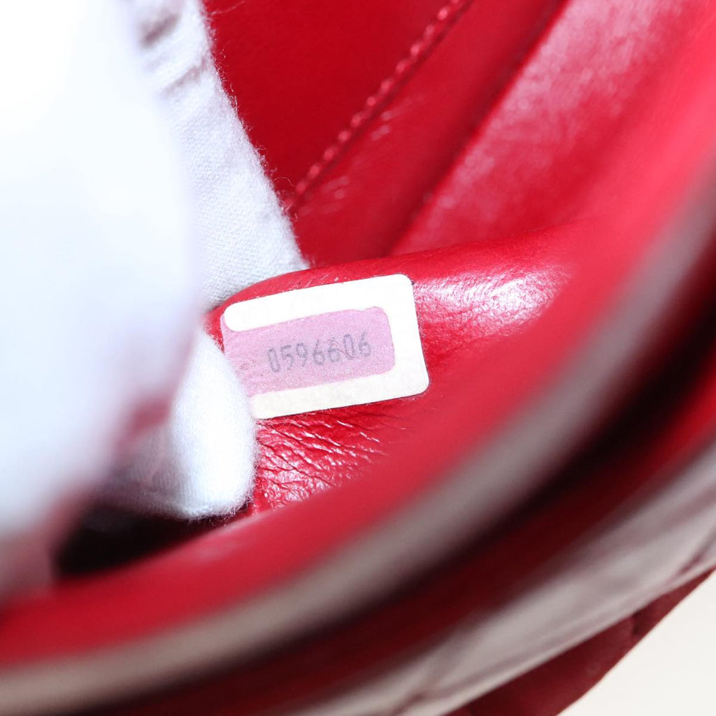 CHANEL Matelasse 25 Chain Hand Bag Lamb Skin Red Gold CC yk16697