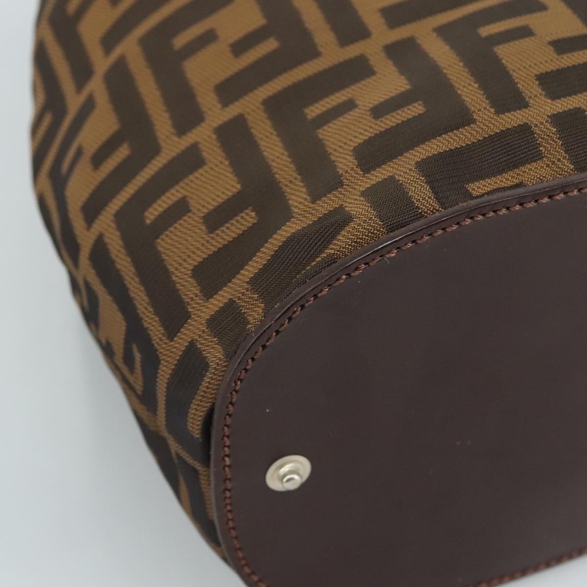 FENDI Zucca Canvas Hand Bag Brown Black yk16714