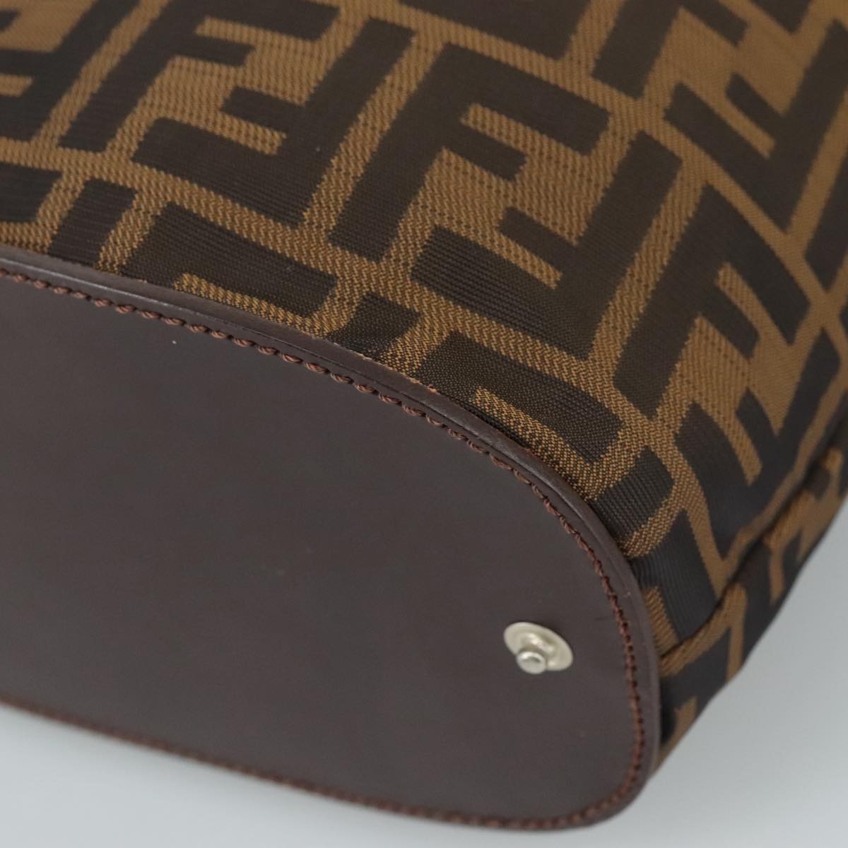 FENDI Zucca Canvas Hand Bag Brown Black yk16714