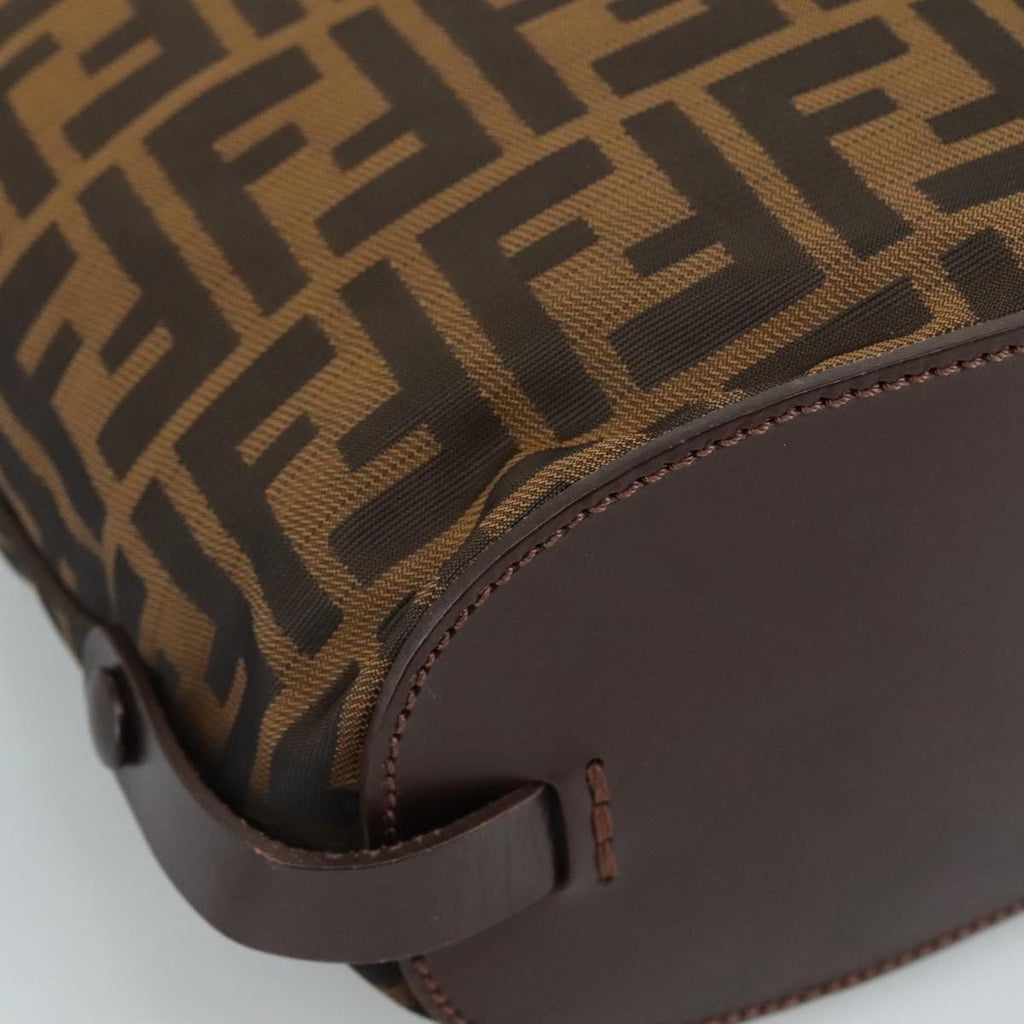 FENDI Zucca Canvas Hand Bag Brown Black yk16714
