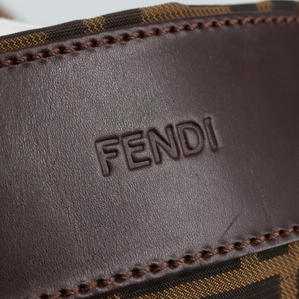 FENDI Zucca Canvas Hand Bag Brown Black yk16714