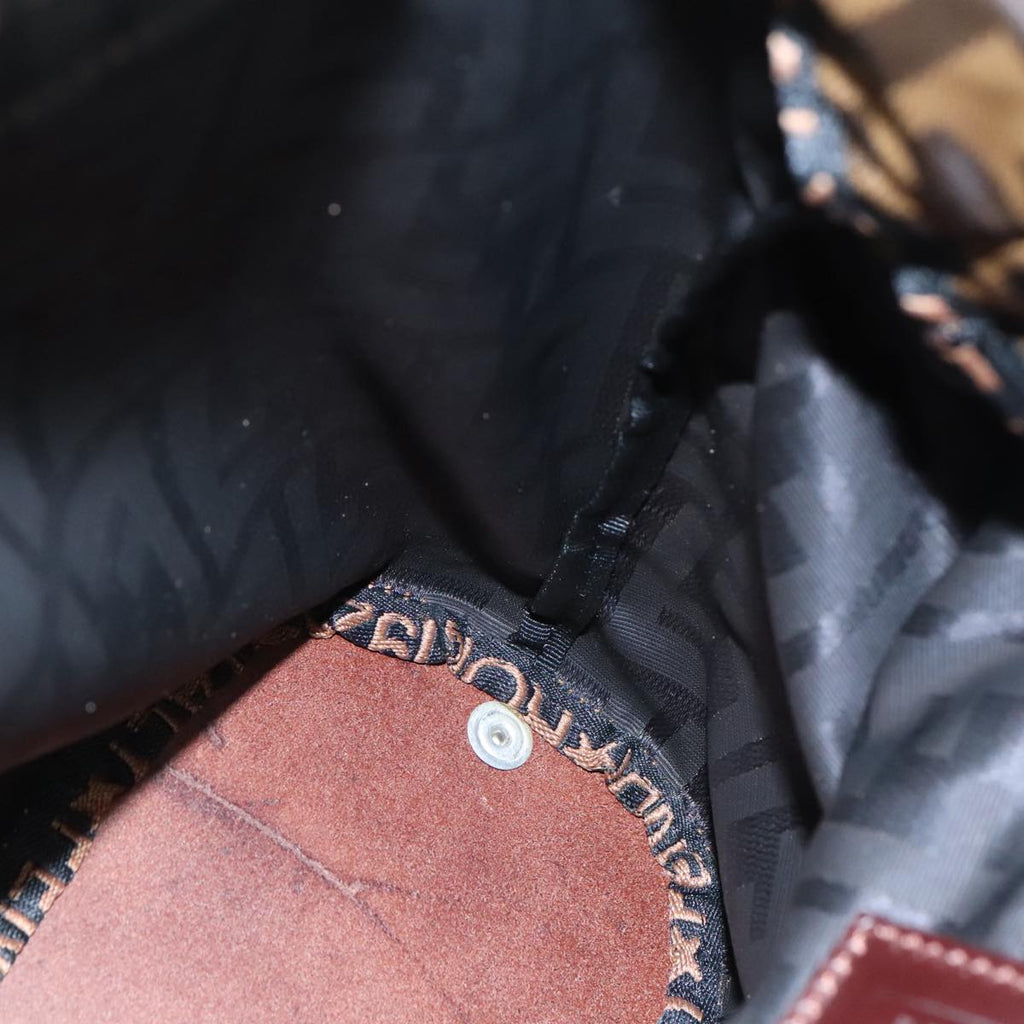 FENDI Zucca Canvas Hand Bag Brown Black yk16714