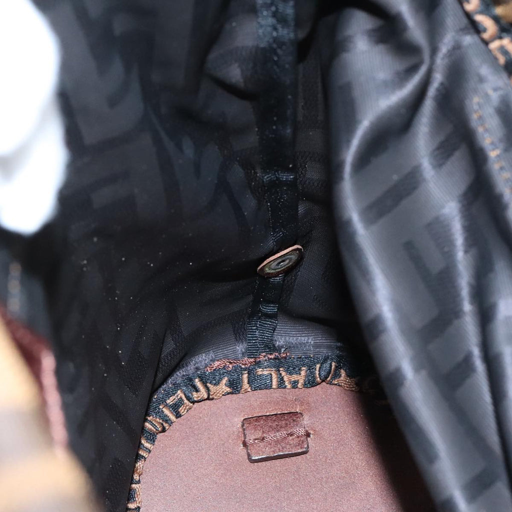 FENDI Zucca Canvas Hand Bag Brown Black yk16714