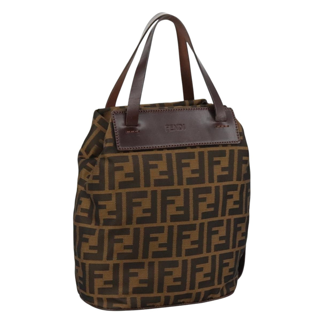 FENDI Zucca Canvas Hand Bag Brown Black yk16714