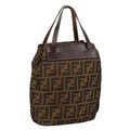 FENDI Zucca Canvas Hand Bag Brown Black yk16714