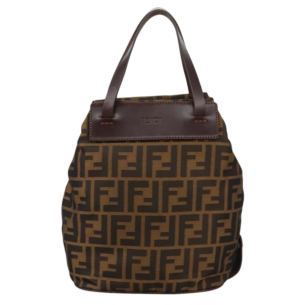 FENDI Zucca Canvas Hand Bag Brown Black yk16714