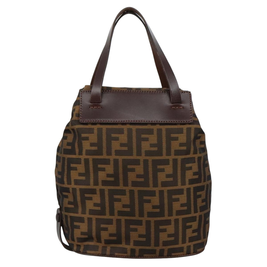 FENDI Zucca Canvas Hand Bag Brown Black yk16714