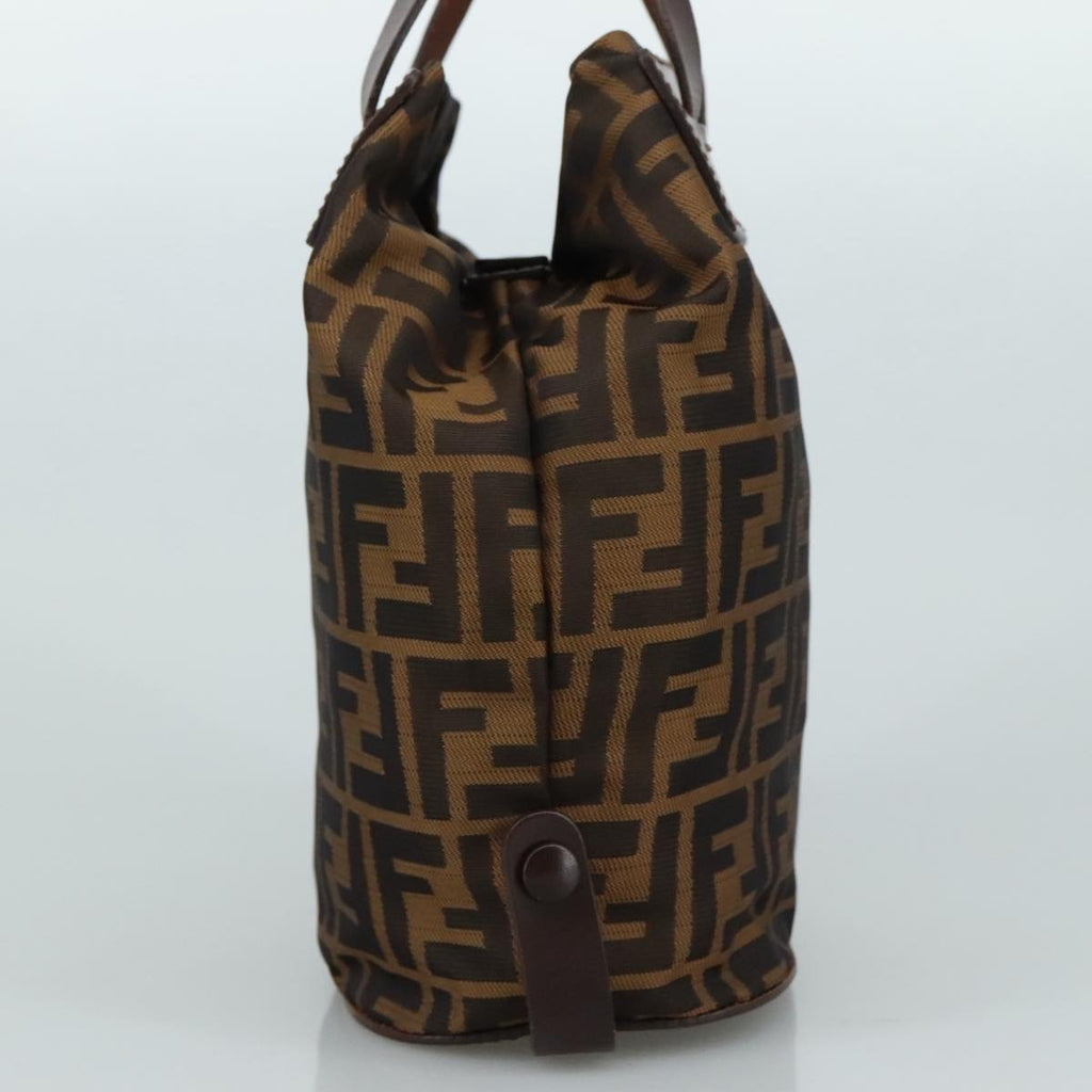 FENDI Zucca Canvas Hand Bag Brown Black yk16714