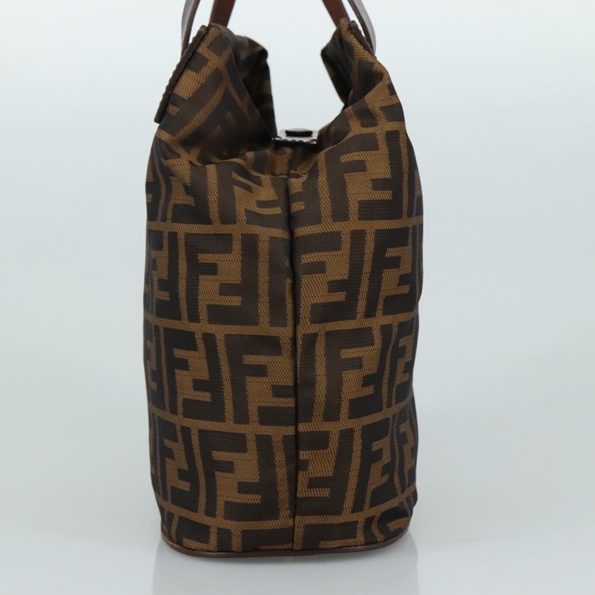 FENDI Zucca Canvas Hand Bag Brown Black yk16714