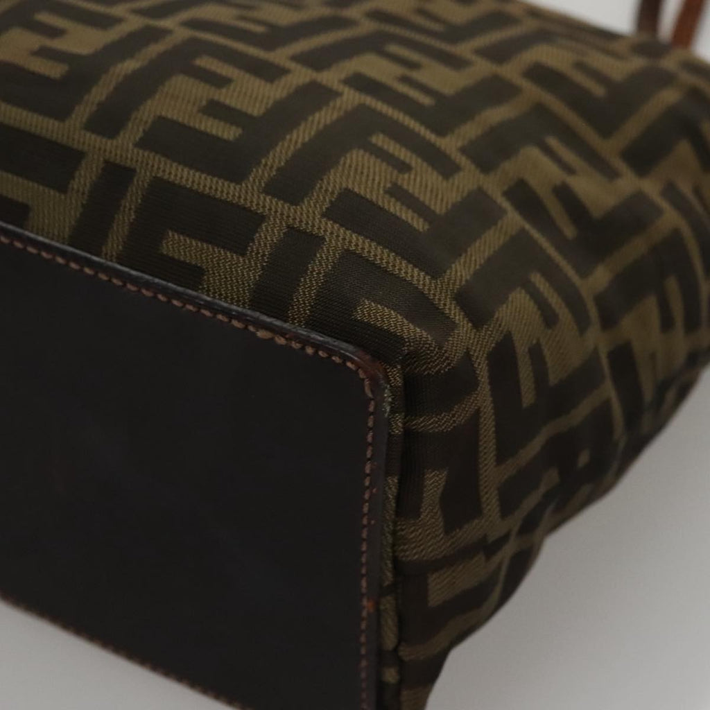 FENDI Zucca Canvas Hand Bag Brown Black yk16907