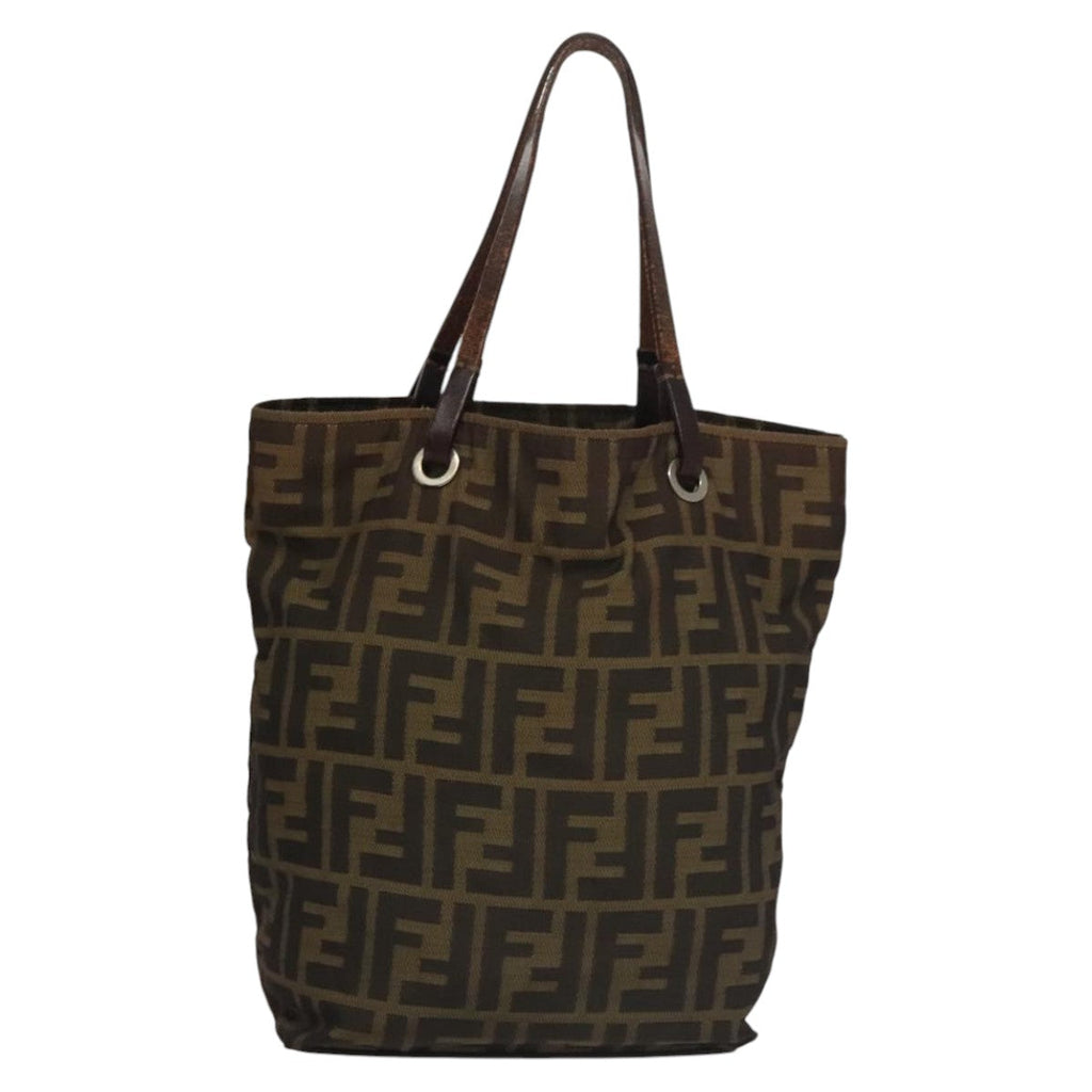 FENDI Zucca Canvas Hand Bag Brown Black yk16907