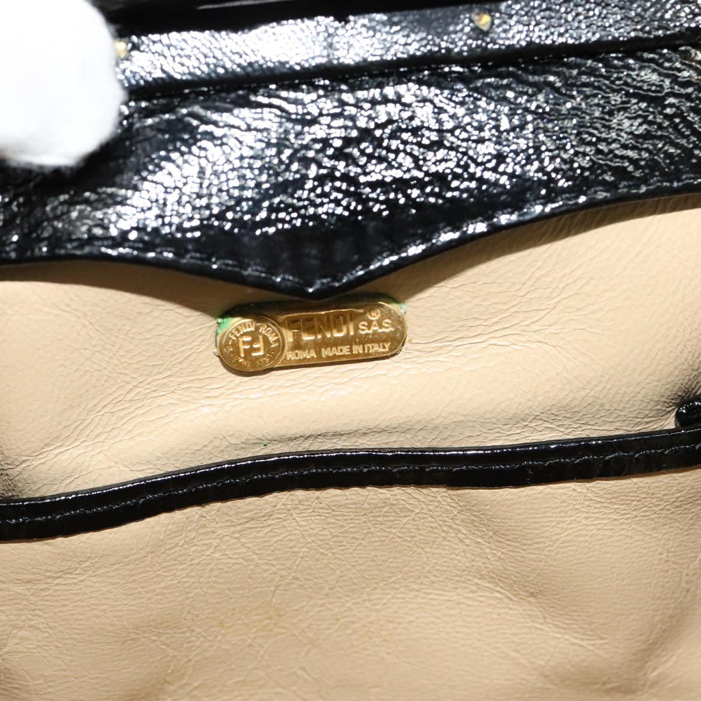 FENDI Gamaguchi Shoulder Bag Patent leather Black yk17026