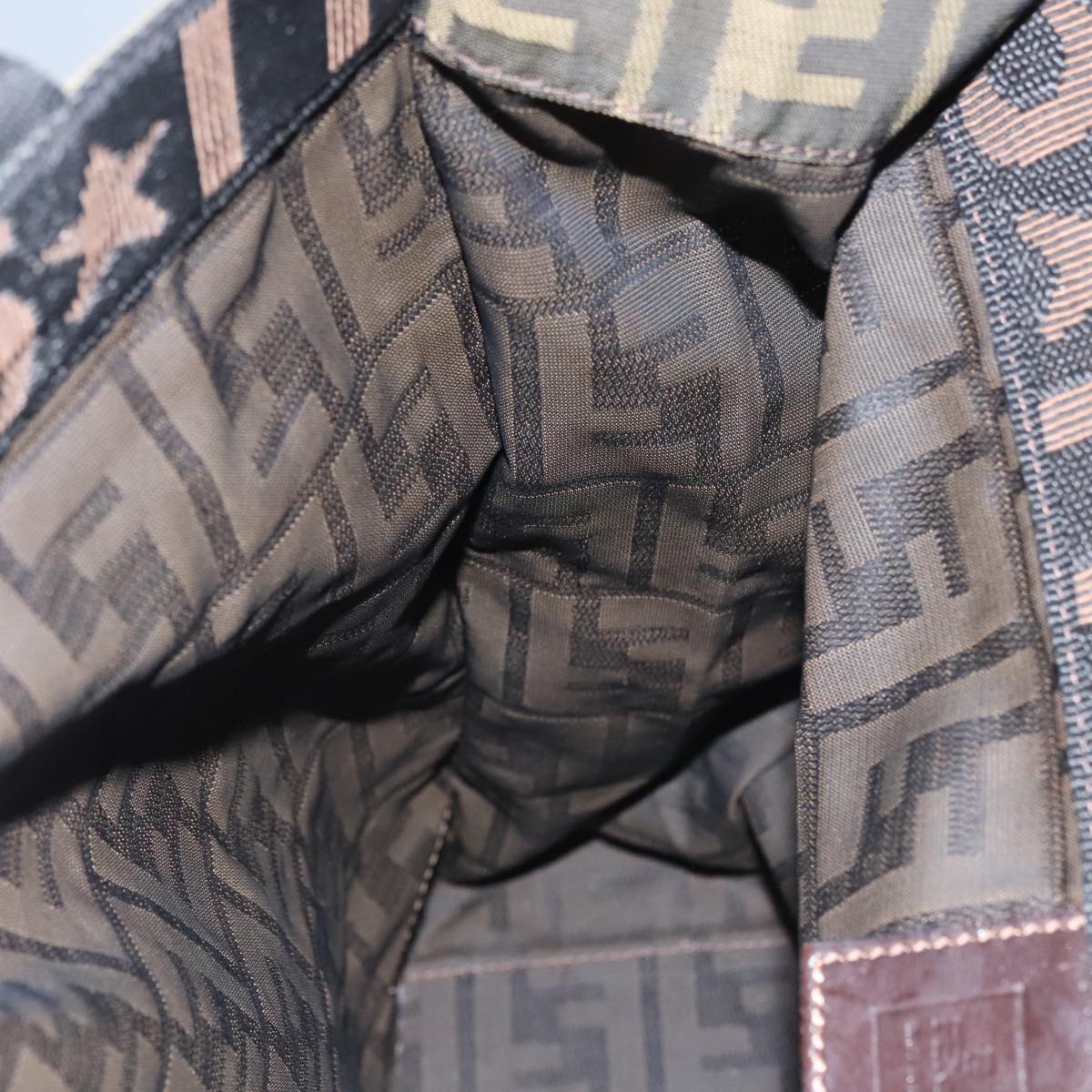 FENDI Zucca Canvas Tote Bag Brown Black yk17054