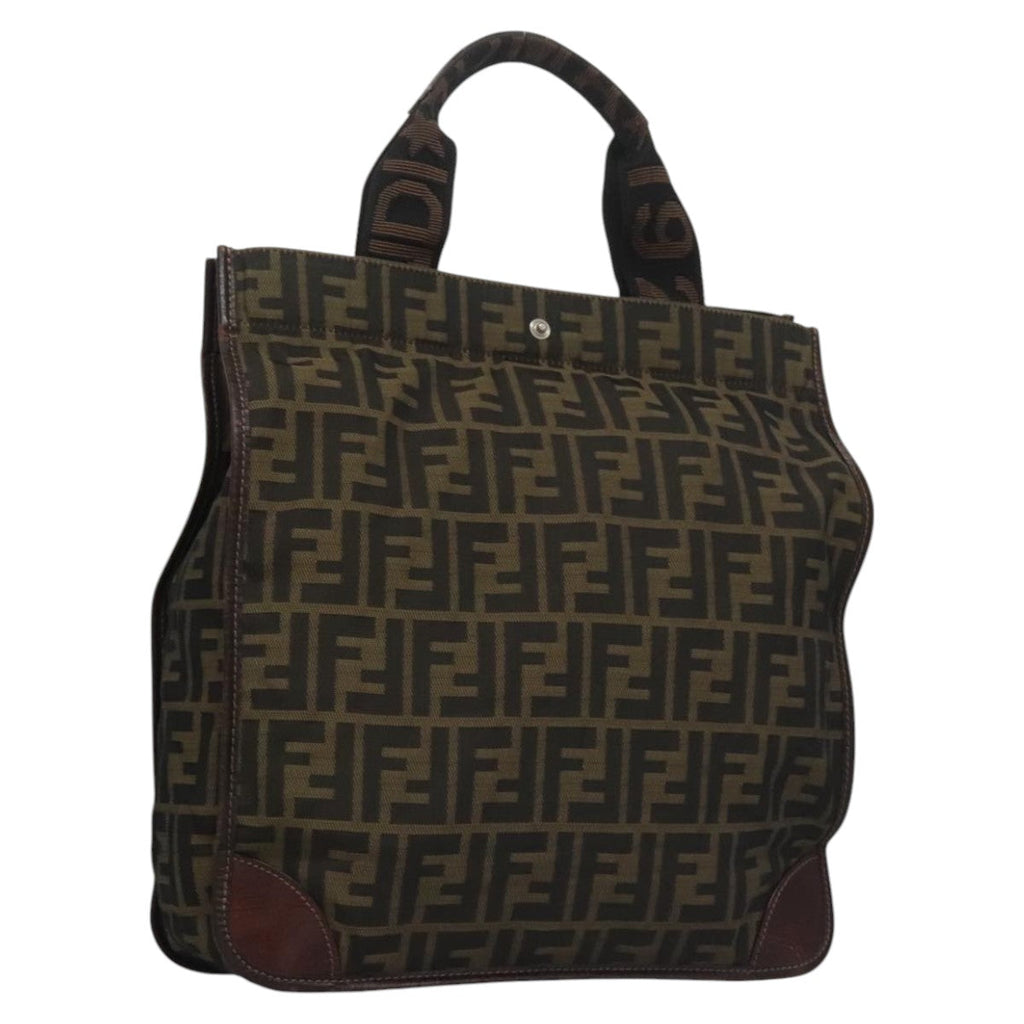FENDI Zucca Canvas Tote Bag Brown Black yk17054