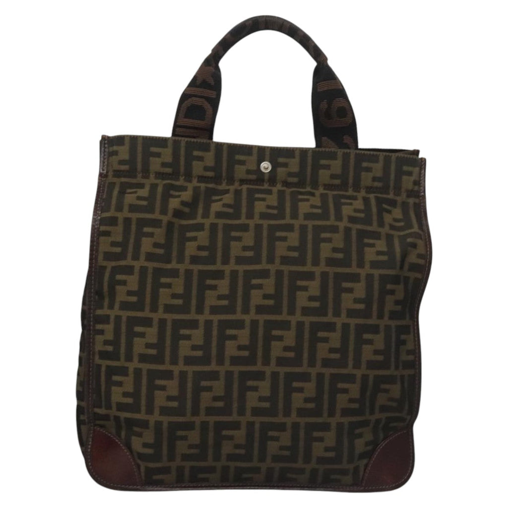 FENDI Zucca Canvas Tote Bag Brown Black yk17054