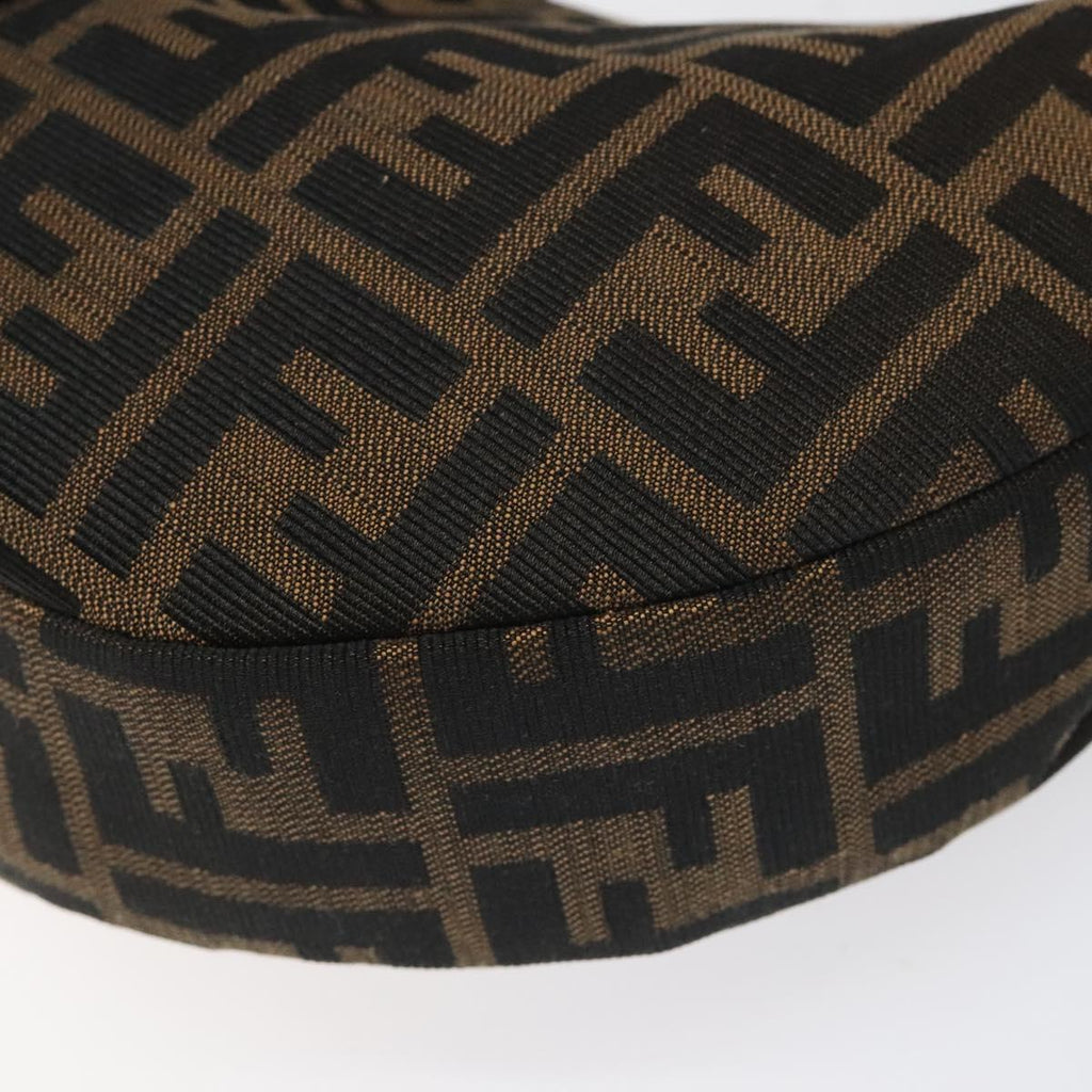 FENDI Zucca Canvas Croissant Shoulder Bag Black Brown yk17081A