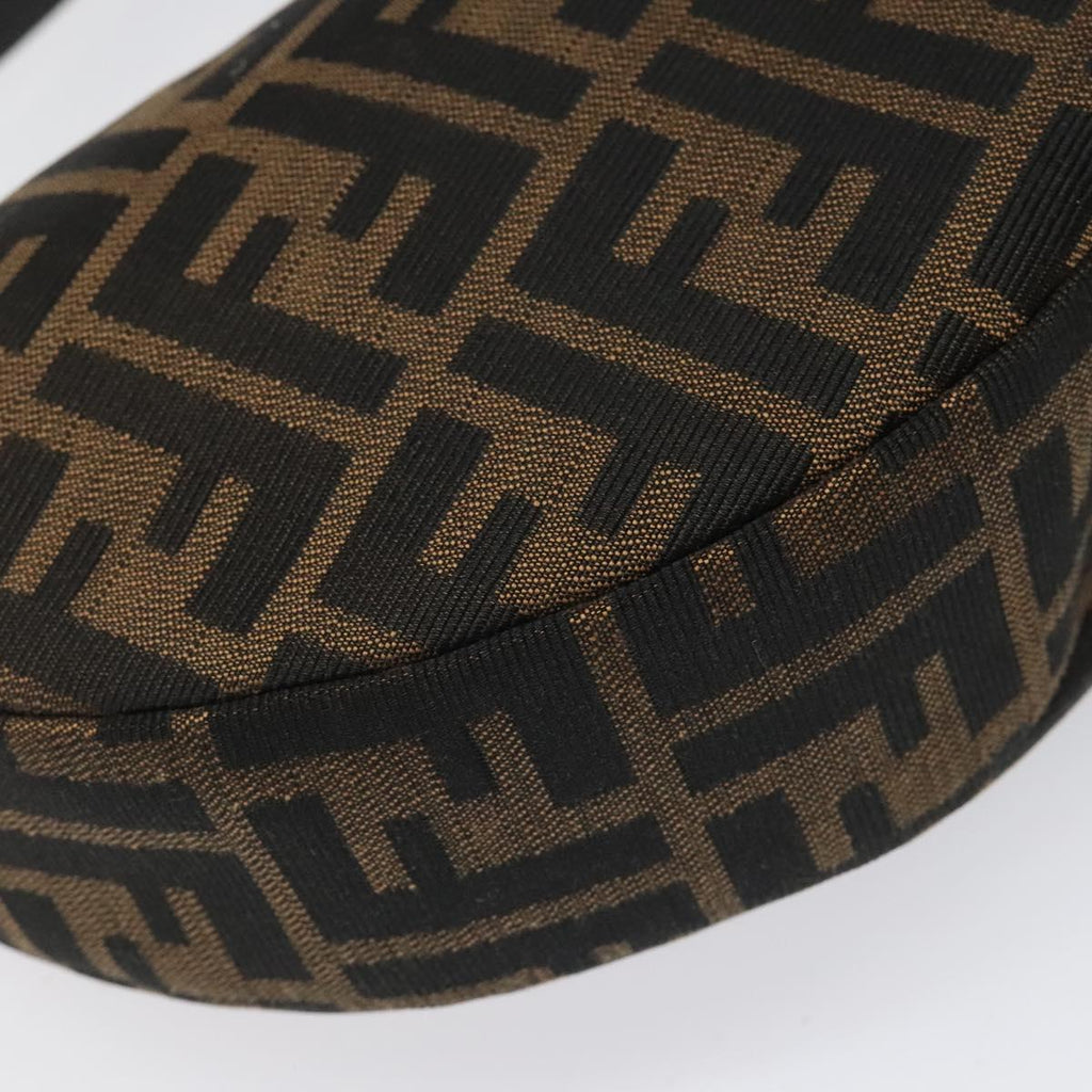 FENDI Zucca Canvas Croissant Shoulder Bag Black Brown yk17081A