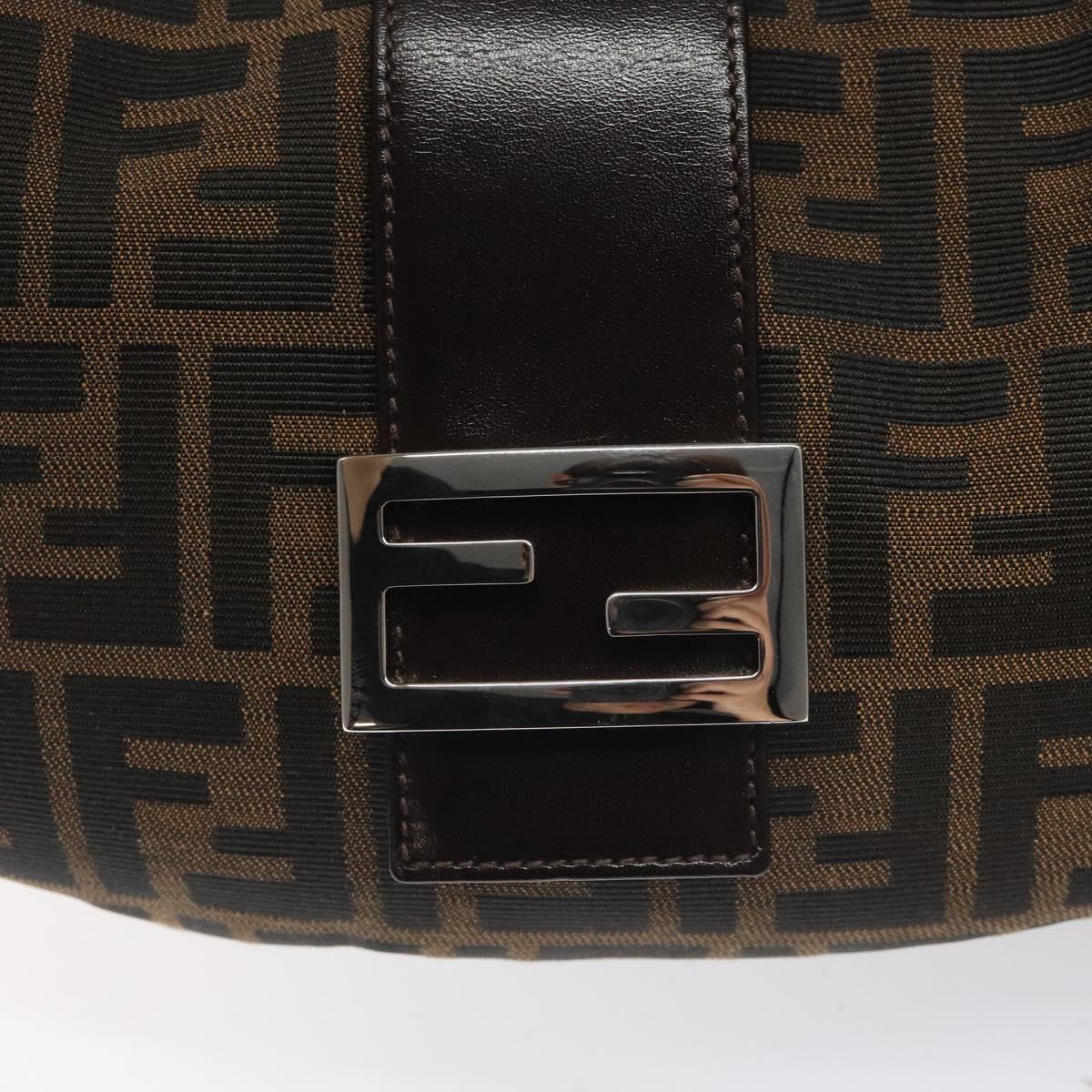 FENDI Zucca Canvas Croissant Shoulder Bag Black Brown yk17081A