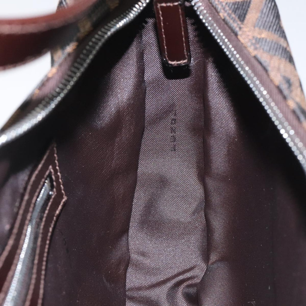FENDI Zucca Canvas Croissant Shoulder Bag Black Brown yk17081A