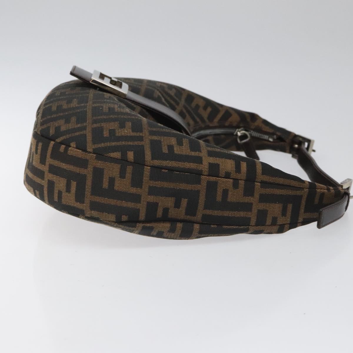 FENDI Zucca Canvas Croissant Shoulder Bag Black Brown yk17081A