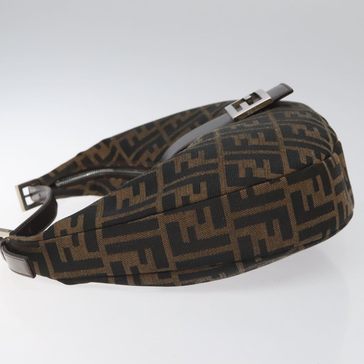 FENDI Zucca Canvas Croissant Shoulder Bag Black Brown yk17081A