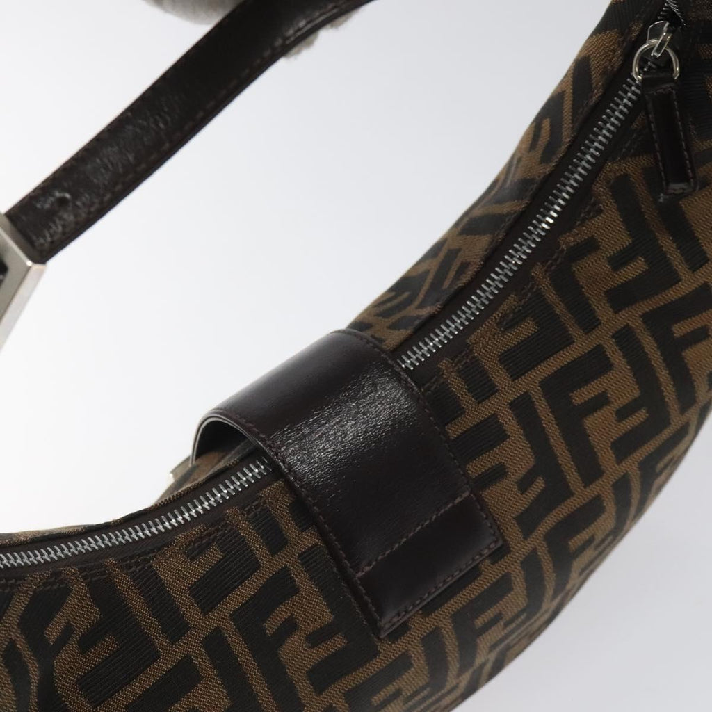 FENDI Zucca Canvas Croissant Shoulder Bag Black Brown yk17081A