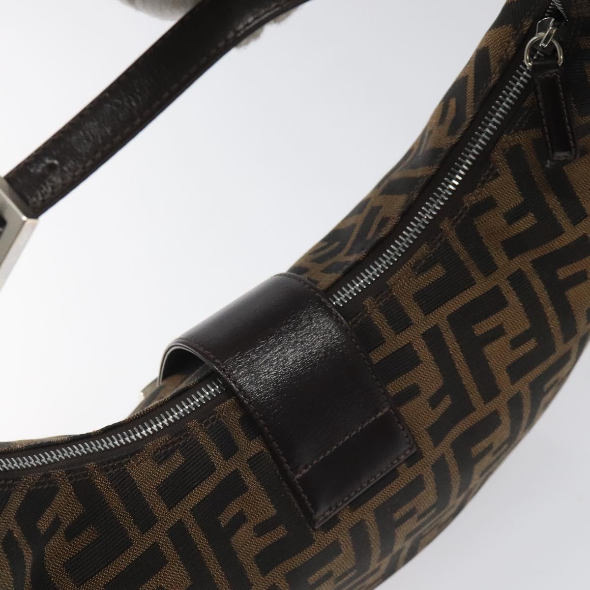 FENDI Zucca Canvas Croissant Shoulder Bag Black Brown yk17081A