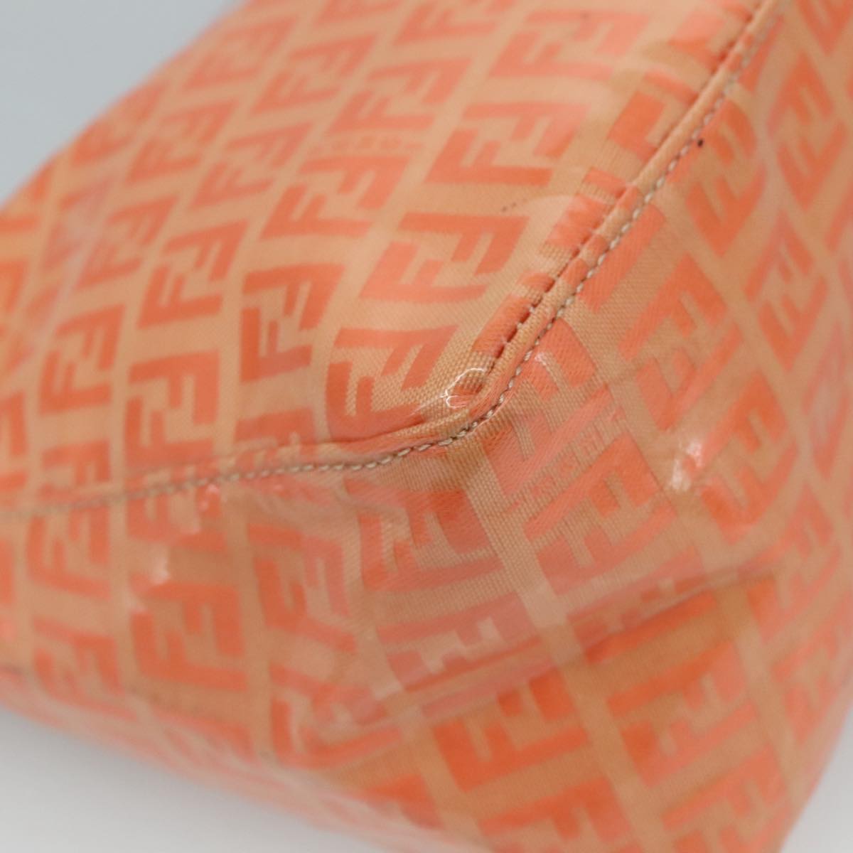FENDI Zucchino Canvas Hand Bag Enamel Orange Gold yk17094