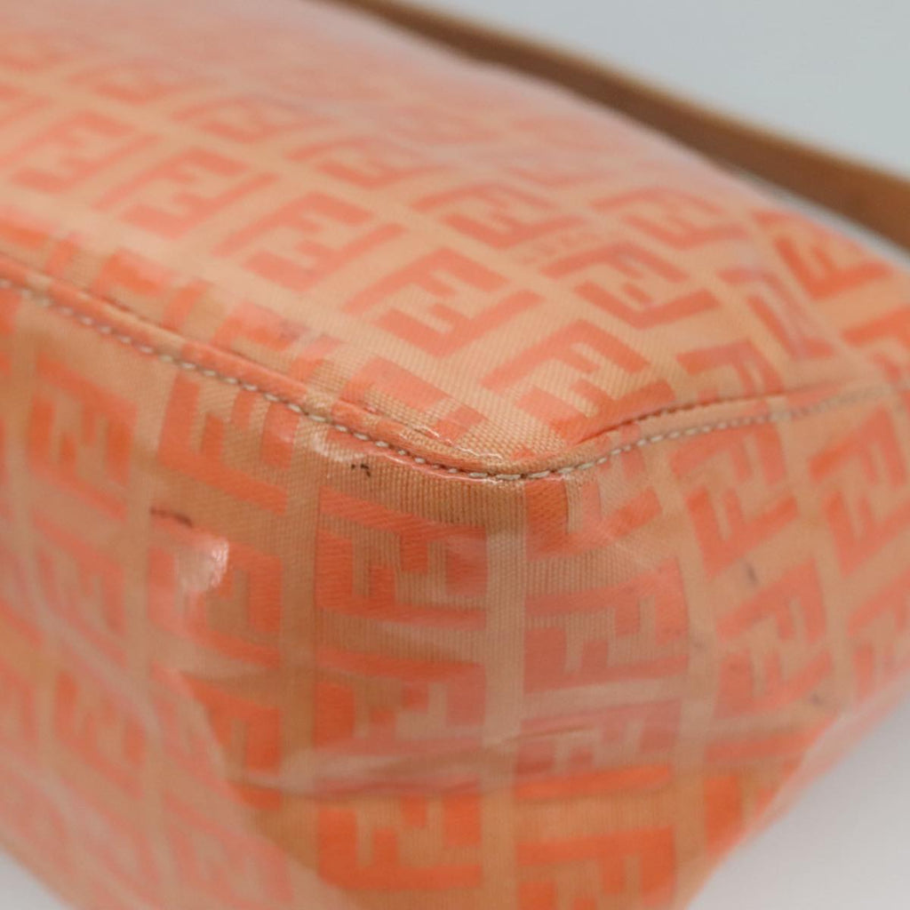 FENDI Zucchino Canvas Hand Bag Enamel Orange Gold yk17094