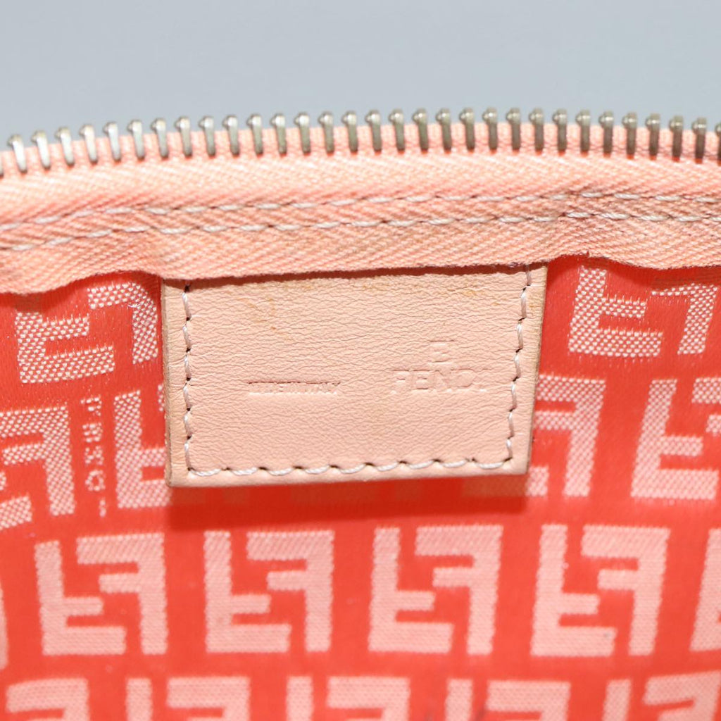 FENDI Zucchino Canvas Hand Bag Enamel Orange Gold yk17094