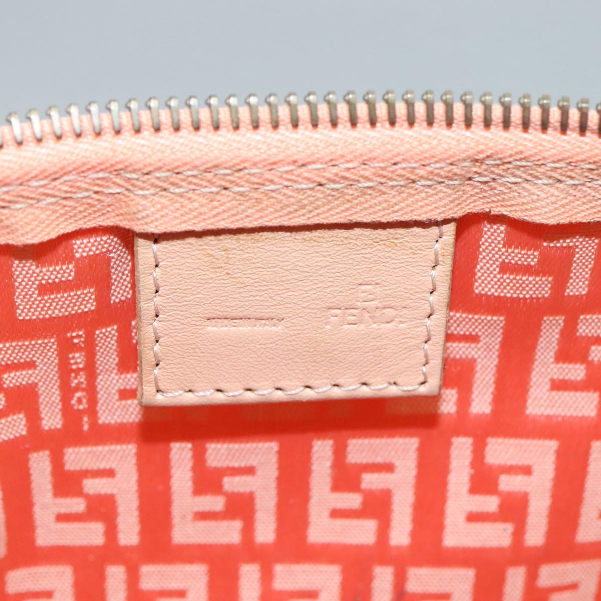 FENDI Zucchino Canvas Hand Bag Enamel Orange Gold yk17094
