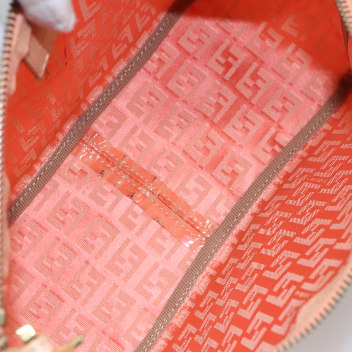 FENDI Zucchino Canvas Hand Bag Enamel Orange Gold yk17094