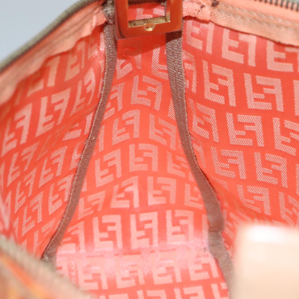 FENDI Zucchino Canvas Hand Bag Enamel Orange Gold yk17094