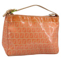 FENDI Zucchino Canvas Hand Bag Enamel Orange Gold yk17094