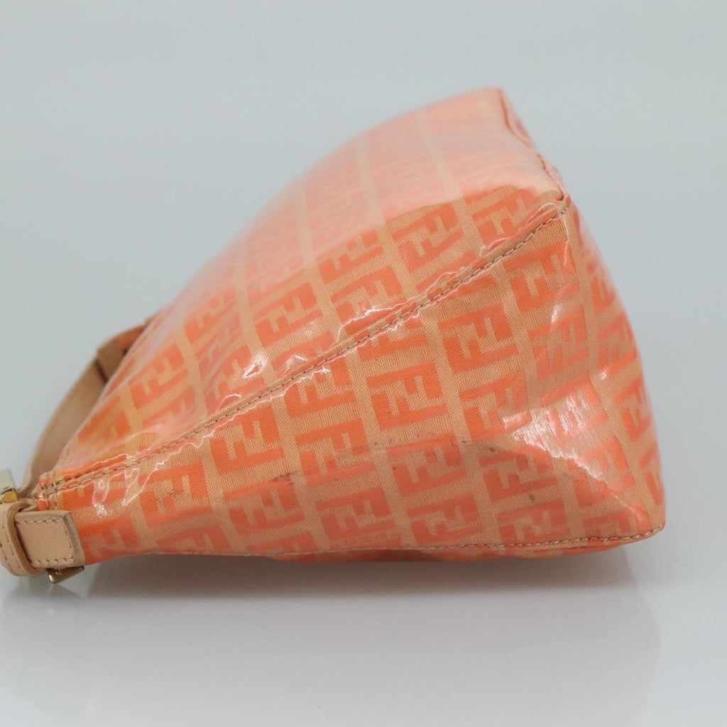 FENDI Zucchino Canvas Hand Bag Enamel Orange Gold yk17094