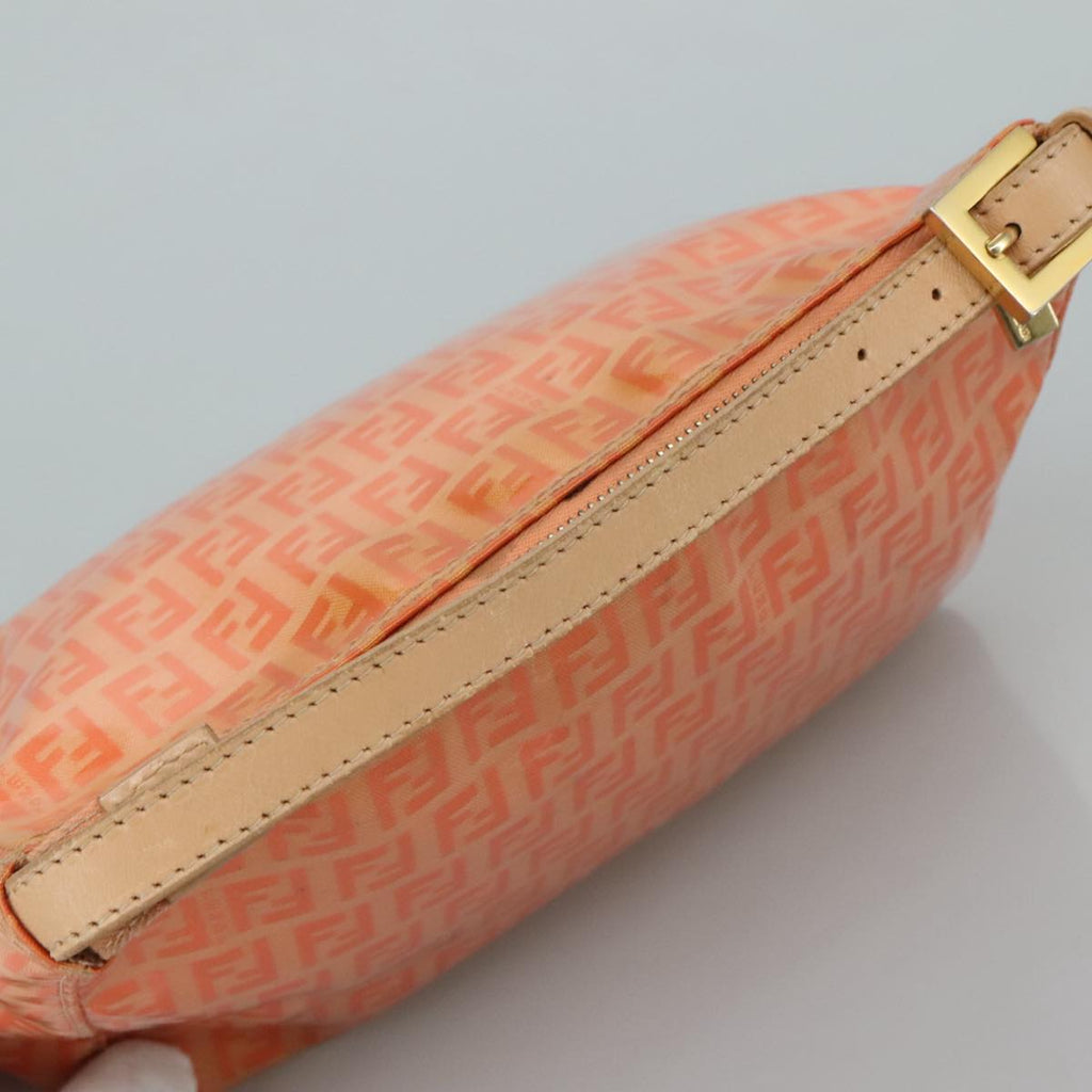 FENDI Zucchino Canvas Hand Bag Enamel Orange Gold yk17094