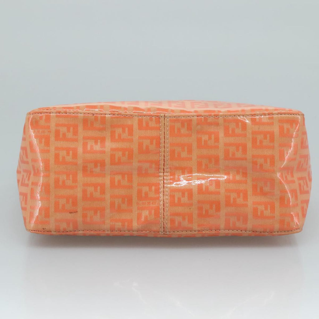 FENDI Zucchino Canvas Hand Bag Enamel Orange Gold yk17094