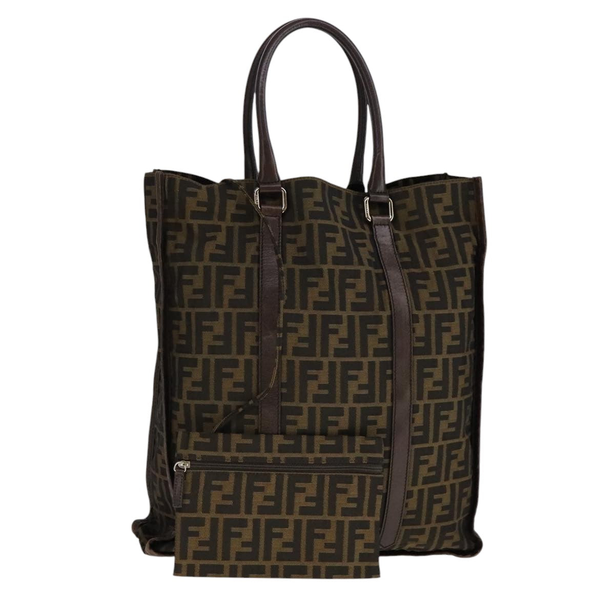 FENDI Zucca Canvas Tote Bag Brown Black yk17127