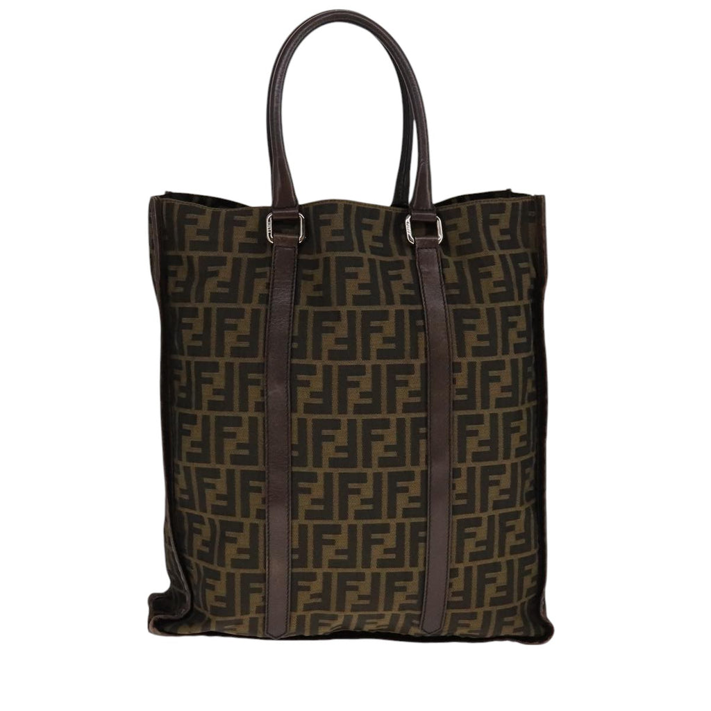 FENDI Zucca Canvas Tote Bag Brown Black yk17127