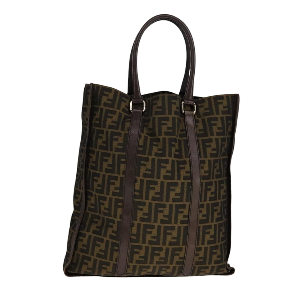 FENDI Zucca Canvas Tote Bag Brown Black yk17127