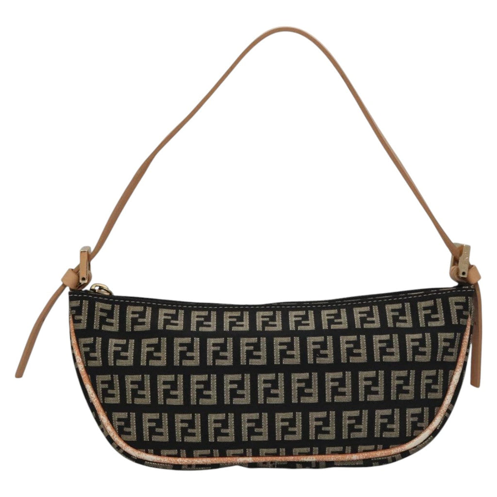 FENDI Zucchino Canvas Accessory Pouch Black yk17236