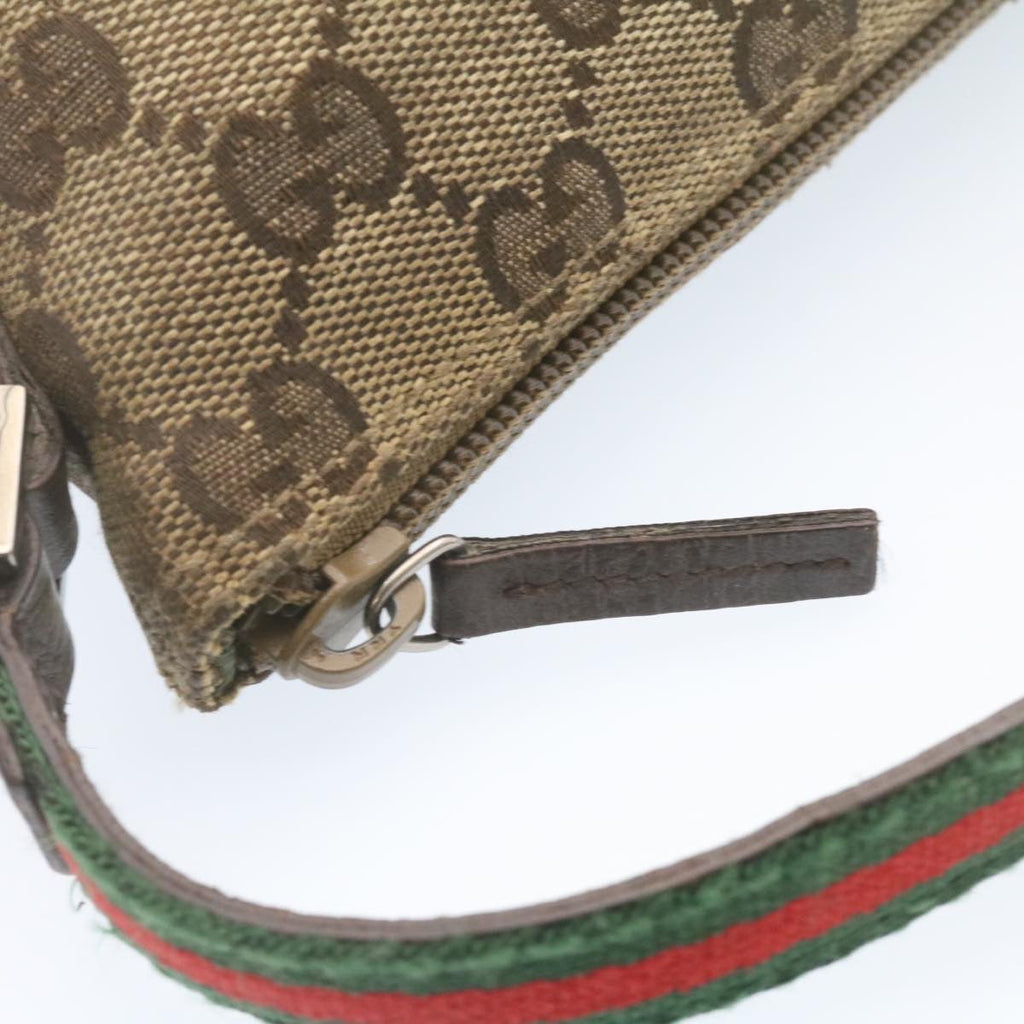 GUCCI Web Sherry Line GG Canvas hand Pouch Beige Red Green yk1727