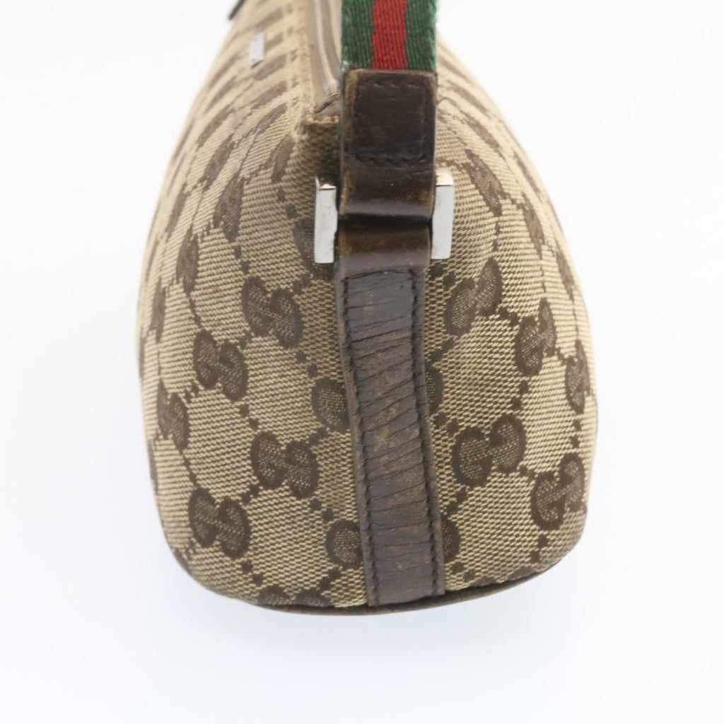 GUCCI Web Sherry Line GG Canvas hand Pouch Beige Red Green yk1727