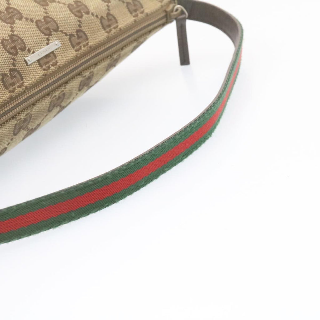GUCCI Web Sherry Line GG Canvas hand Pouch Beige Red Green yk1727