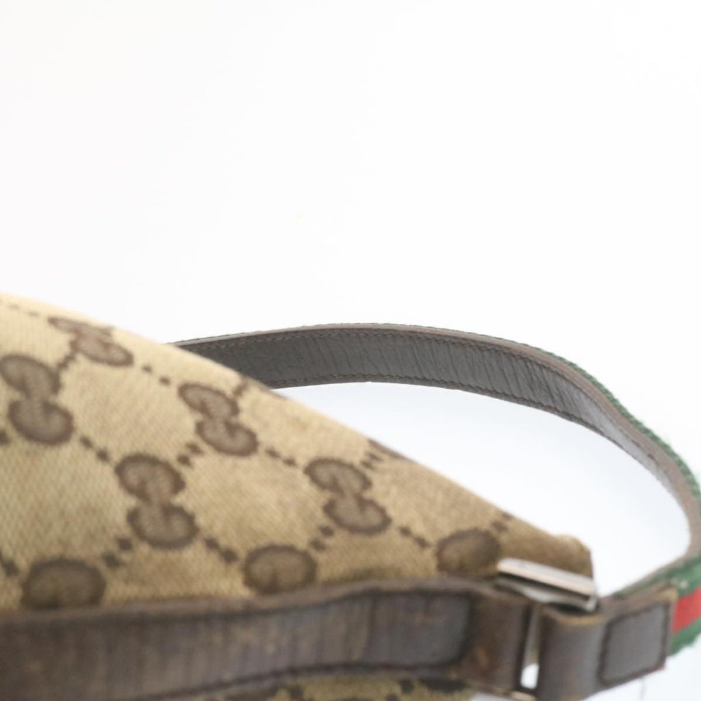 GUCCI Web Sherry Line GG Canvas hand Pouch Beige Red Green yk1727